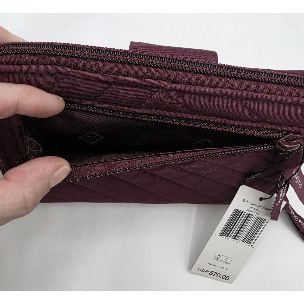 Vera Bradley - Quilted Turnlock Wallet - RFID Protection - Mulled Wine - NWT - Picture 6 of 9